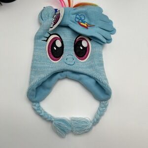 My Little Pony Hasbro Beanie Colorful Blue Kids Girls‎ Knit Hat & Gloves
